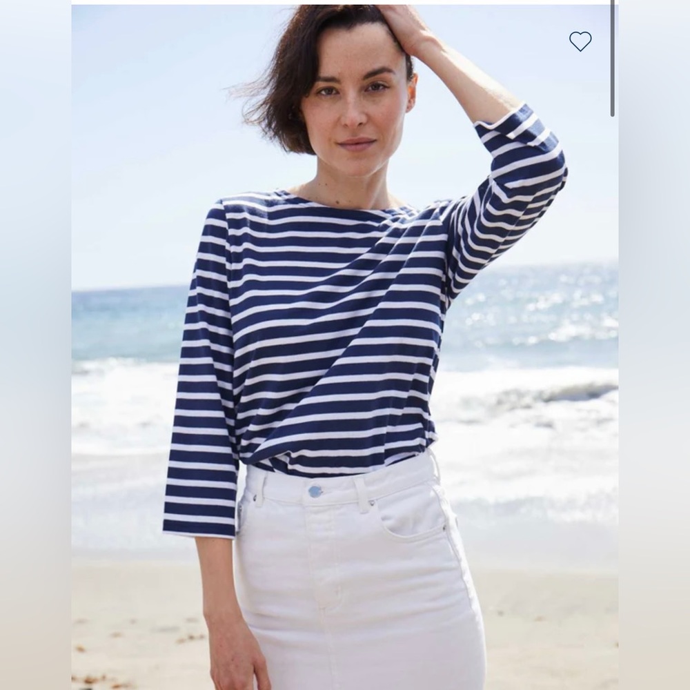 Saint James GALATHEE Breton Striped Top with ¾ Sleeve